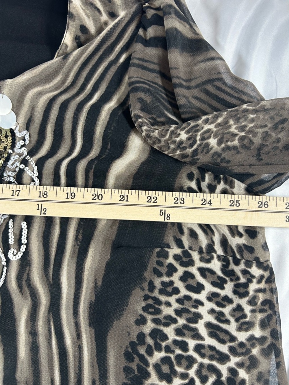 Changes byTogether Women’s Embellished Animal-Print Long Sleeve BlouseBoho Sz 22 - Picture 11 of 12